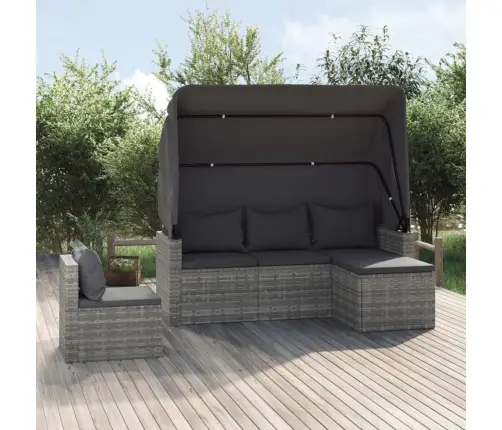 4-Daļīgs Dārza Dīvāna Komplekts Ar Matračiem, Pelēks Pe Pinums Vidaxl