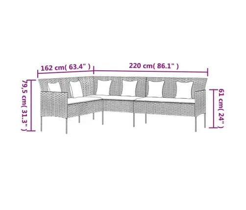 Sodo Komplektas Su Pagalvėlėmis, 6 Dalių, Juodas, Poliratanas Sodo Komplektas Su Pagalvėlėmis, 6 Dalių, Juodas, Poliratanas
