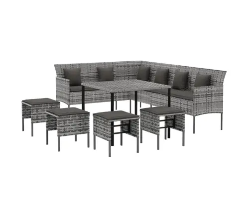 6-Daļīgs Dārza Mēbeļu Komplekts, Matrači, Pelēka Pe Rotangpalma Vidaxl