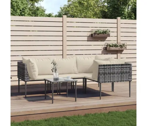 5-Daļīgs Dārza Atpūtas Mēbeļu Komplekts Ar Matračiem, Pelēks Pe Vidaxl