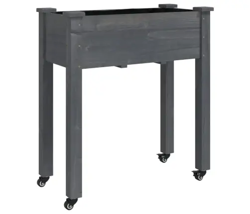 Puķu Kaste Ar Ieliktni, Pelēka, 71X37X80 Cm, Egles Masīvkoks Vidaxl