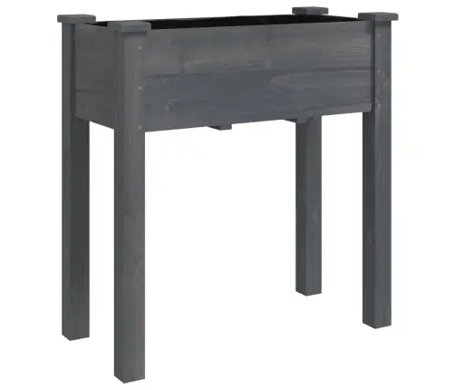 Puķu Kaste Ar Ieliktni, Pelēka, 71X37X80 Cm, Egles Masīvkoks Vidaxl