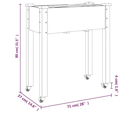 Puķu Kaste Ar Ieliktni, Pelēka, 71X37X80 Cm, Egles Masīvkoks Vidaxl
