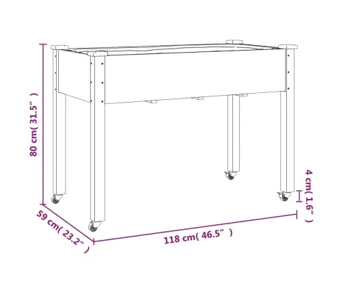 Puķu Kaste Ar Ieliktni, 118X59X80 Cm, Egles Masīvkoks Vidaxl