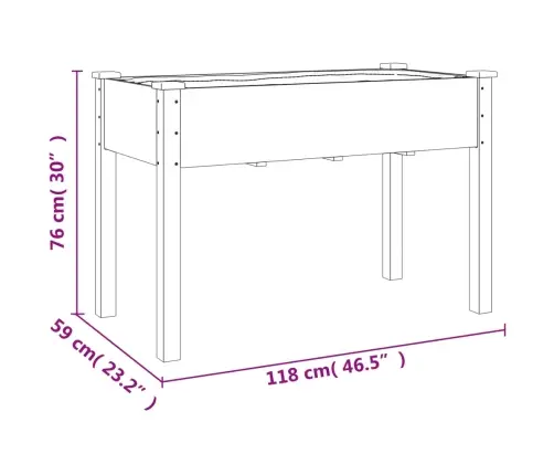 Puķu Kaste Ar Ieliktni, 118X59X80 Cm, Egles Masīvkoks Vidaxl