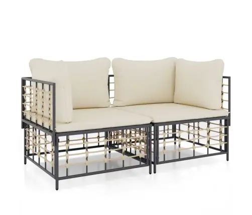 Moduļu Stūra Dīvāni Ar Spilveniem, 2 Gab., Pe Rotangpalma Vidaxl Moduļu Stūra Dīvāni Ar Spilveniem, 2 Gab., Pe Rotangpalma Vidaxl