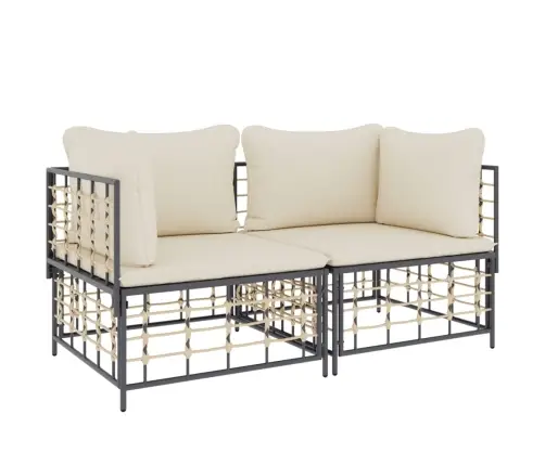 Moduļu Stūra Dīvāni Ar Spilveniem, 2 Gab., Pe Rotangpalma Vidaxl Moduļu Stūra Dīvāni Ar Spilveniem, 2 Gab., Pe Rotangpalma Vidaxl