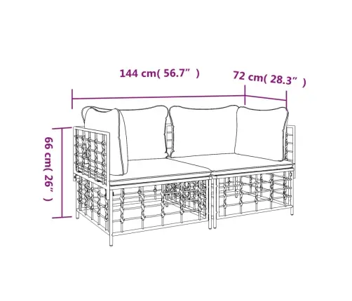 Moduļu Stūra Dīvāni Ar Spilveniem, 2 Gab., Pe Rotangpalma Vidaxl Moduļu Stūra Dīvāni Ar Spilveniem, 2 Gab., Pe Rotangpalma Vidaxl