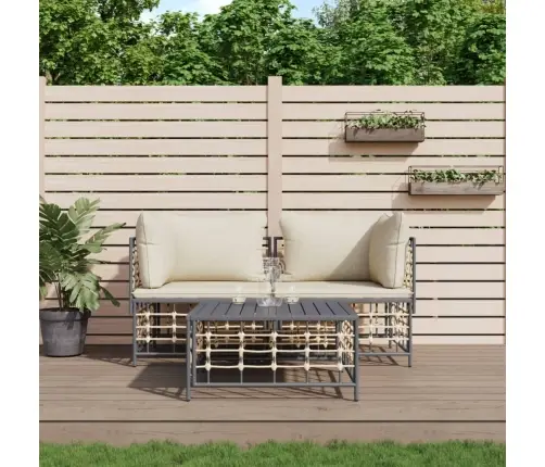 3-Daļīgs Dārza Mēbeļu Komplekts Ar Matračiem, Pe Rotangpalma Vidaxl