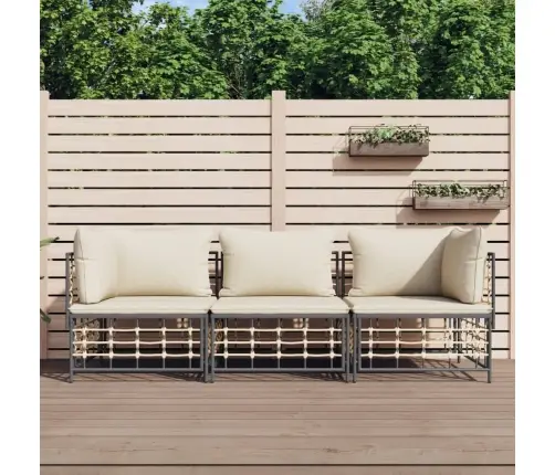 3-Daļīgs Dārza Mēbeļu Komplekts Ar Matračiem, Pe Rotangpalma Vidaxl