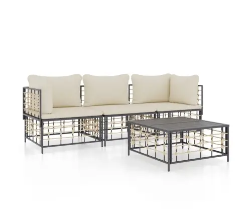 4-Daļīgs Dārza Mēbeļu Komplekts Ar Matračiem, Pe Rotangpalma Vidaxl