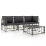 4-Osaline Aiamööbli Komplekt Patjadega, Antratsiit, Polürotang