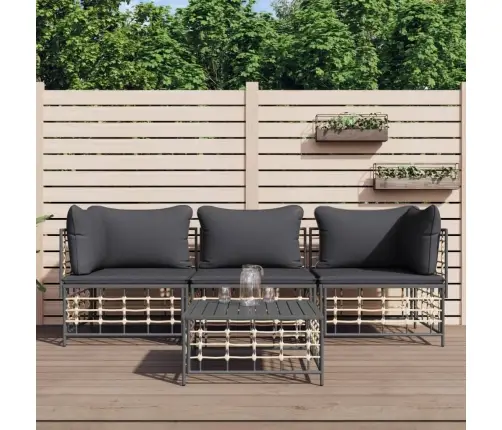 4-Osaline Aiamööbli Komplekt Patjadega, Antratsiit, Polürotang
