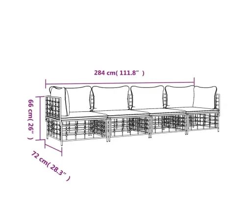 4-Daļīgs Dārza Mēbeļu Komplekts Ar Matračiem, Pe Rotangpalma Vidaxl