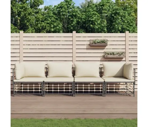 4-Daļīgs Dārza Mēbeļu Komplekts Ar Matračiem, Pe Rotangpalma Vidaxl