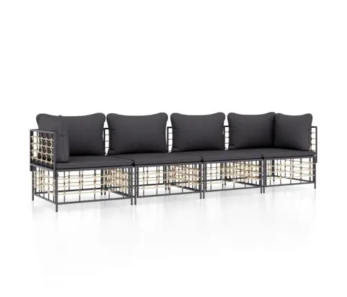 4-Daļīgs Dārza Mēbeļu Komplekts Ar Matračiem, Pe Rotangpalma Vidaxl