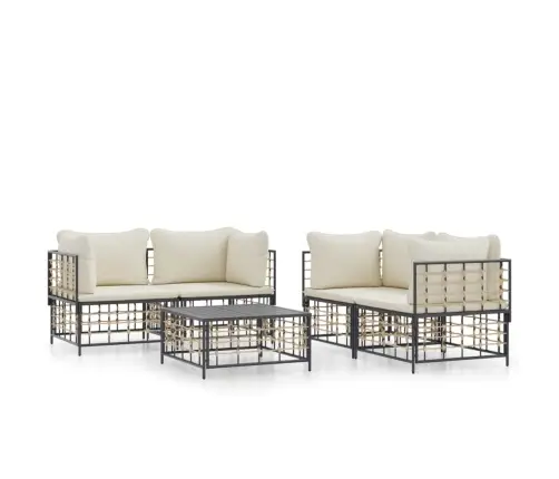 Sodo Komplektas Su Pagalvėmis, 5 Dalių, Antracito, Poliratanas