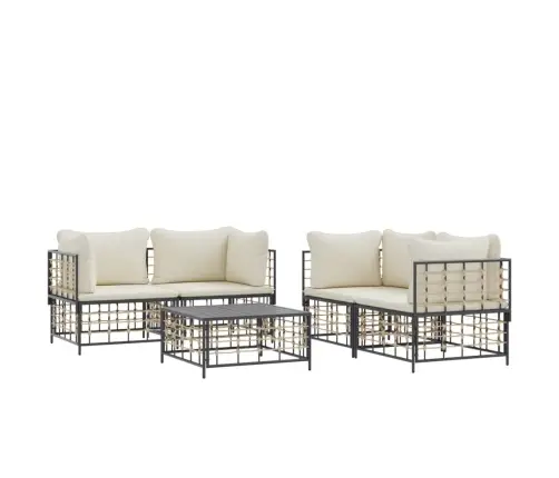 Sodo Komplektas Su Pagalvėmis, 5 Dalių, Antracito, Poliratanas