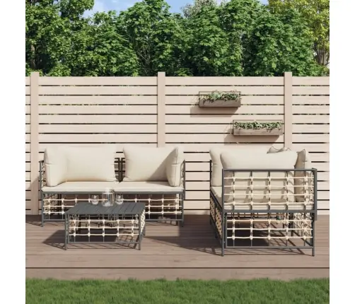 Sodo Komplektas Su Pagalvėmis, 5 Dalių, Antracito, Poliratanas