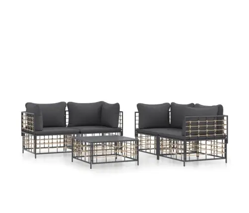 5-Daļīgs Dārza Mēbeļu Komplekts Ar Matračiem, Pe Rotangpalma Vidaxl