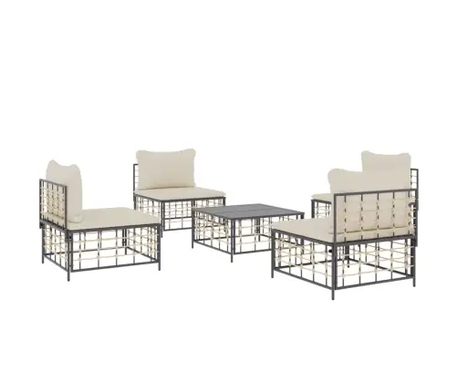 5-Daļīgs Dārza Mēbeļu Komplekts Ar Matračiem, Pe Rotangpalma Vidaxl