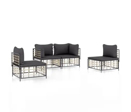 4-Osaline Aiamööbli Komplekt Patjadega, Antratsiit, Polürotang