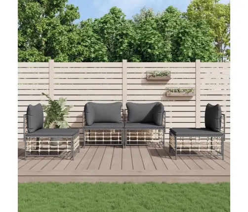4-Osaline Aiamööbli Komplekt Patjadega, Antratsiit, Polürotang