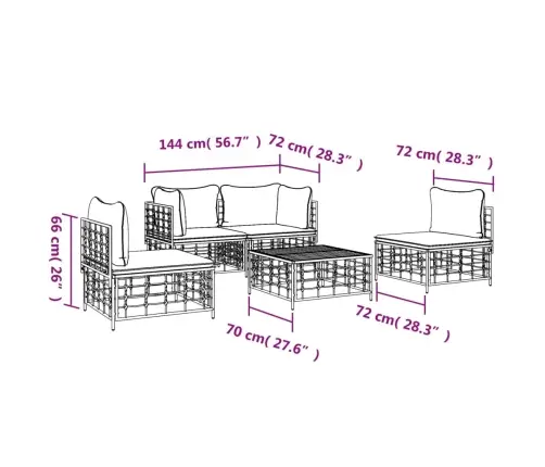 Sodo Komplektas Su Pagalvėmis, 5 Dalių, Antracito, Poliratanas