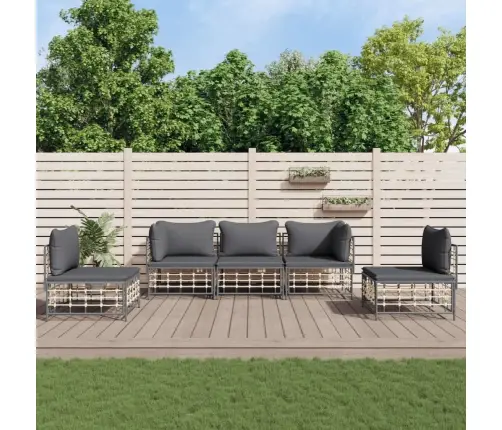 5-Daļīgs Dārza Mēbeļu Komplekts Ar Matračiem, Pe Rotangpalma Vidaxl