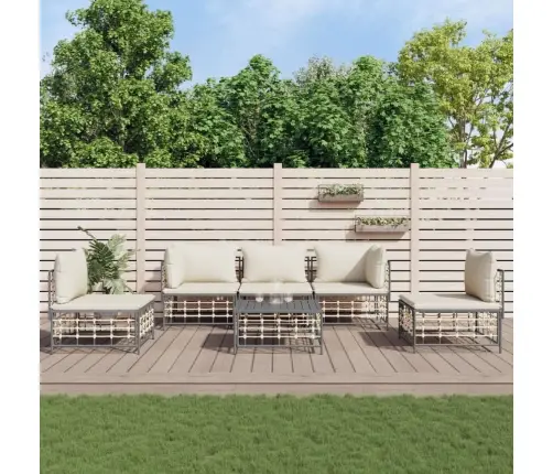 Sodo Komplektas Su Pagalvėmis, 6 Dalių, Antracito, Poliratanas