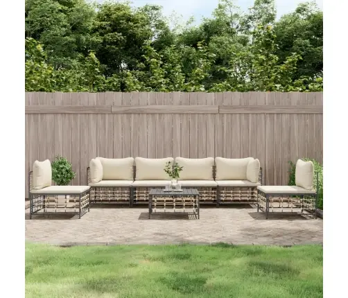 7-Osaline Aiamööbli Komplekt Patjadega, Antratsiit, Polürotang