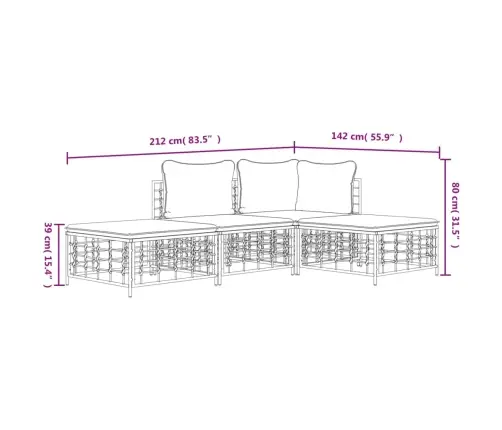 Sodo Komplektas Su Pagalvėmis, 4 Dalių, Antracito, Poliratanas