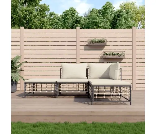 Sodo Komplektas Su Pagalvėmis, 4 Dalių, Antracito, Poliratanas