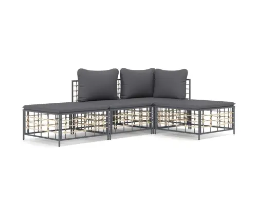 4-Daļīgs Dārza Mēbeļu Komplekts Ar Matračiem, Pe Rotangpalma Vidaxl 4-Daļīgs Dārza Mēbeļu Komplekts Ar Matračiem, Pe Rotangpalma Vidaxl