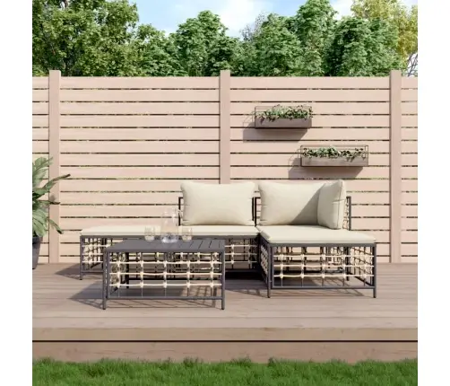 5-Osaline Aiamööbli Komplekt Patjadega, Antratsiit, Polürotang