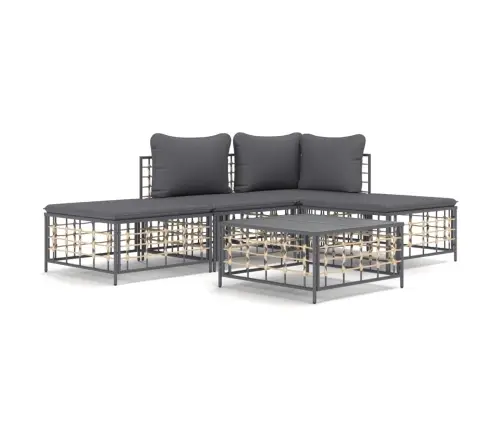 5-Daļīgs Dārza Mēbeļu Komplekts Ar Matračiem, Pe Rotangpalma Vidaxl