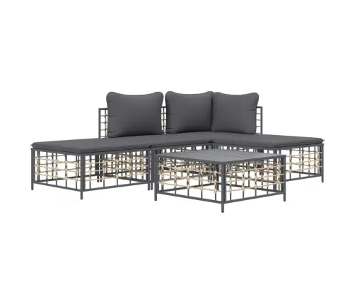 5-Daļīgs Dārza Mēbeļu Komplekts Ar Matračiem, Pe Rotangpalma Vidaxl