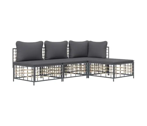 4-Daļīgs Dārza Mēbeļu Komplekts Ar Matračiem, Pe Rotangpalma Vidaxl