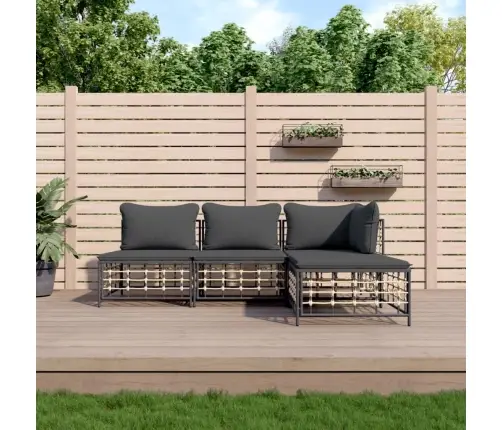 4-Daļīgs Dārza Mēbeļu Komplekts Ar Matračiem, Pe Rotangpalma Vidaxl