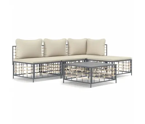 5-Osaline Aiamööbli Komplekt Patjadega, Antratsiit, Polürotang