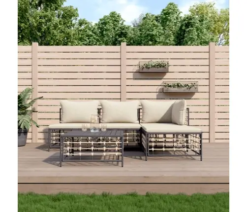 5-Osaline Aiamööbli Komplekt Patjadega, Antratsiit, Polürotang