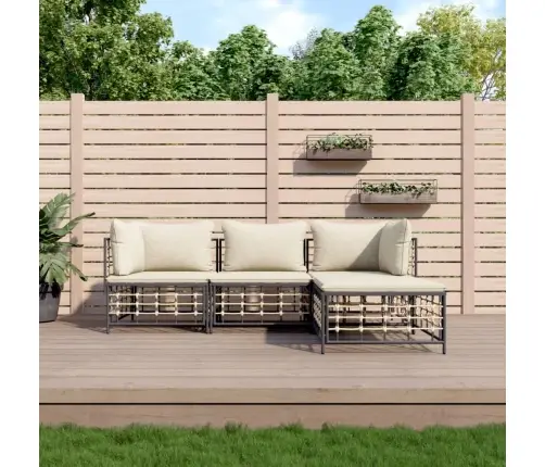 4-Daļīgs Dārza Mēbeļu Komplekts Ar Matračiem, Pe Rotangpalma Vidaxl