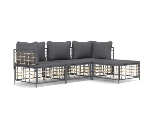 4-Daļīgs Dārza Mēbeļu Komplekts Ar Matračiem, Pe Rotangpalma Vidaxl