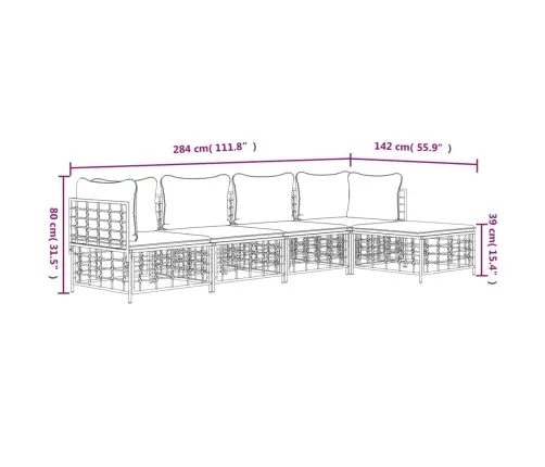 5-Osaline Aiamööbli Komplekt Patjadega, Antratsiit, Polürotang 5-Osaline Aiamööbli Komplekt Patjadega, Antratsiit, Polürotang