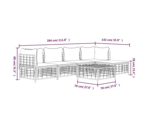 6-Daļīgs Dārza Mēbeļu Komplekts Ar Matračiem, Pe Rotangpalma Vidaxl