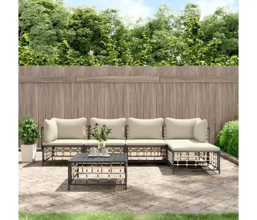 6-Daļīgs Dārza Mēbeļu Komplekts Ar Matračiem, Pe Rotangpalma Vidaxl