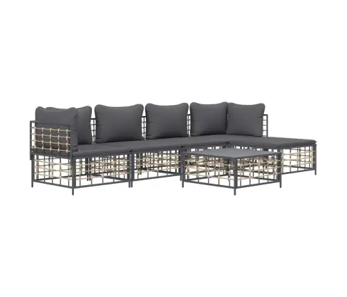6-Osaline Aiamööbli Komplekt Patjadega, Antratsiit, Polürotang
