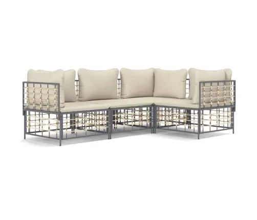 Sodo Komplektas Su Pagalvėmis, 4 Dalių, Antracito, Poliratanas