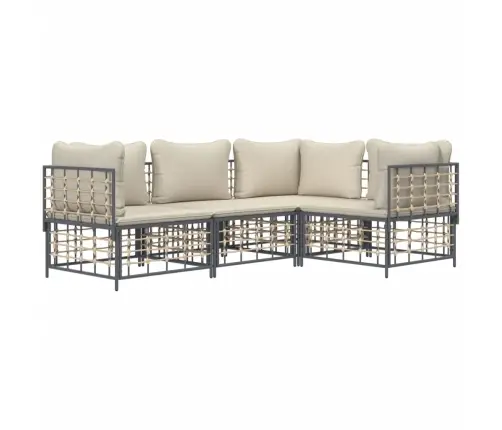 Sodo Komplektas Su Pagalvėmis, 4 Dalių, Antracito, Poliratanas