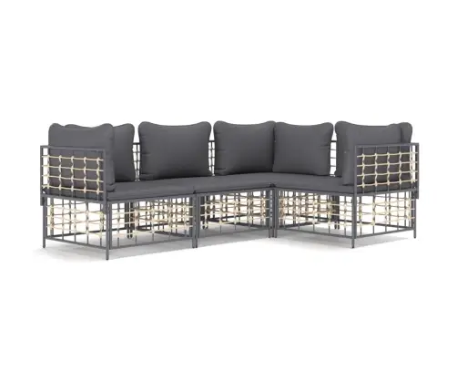 4-Daļīgs Dārza Mēbeļu Komplekts Ar Matračiem, Pe Rotangpalma Vidaxl